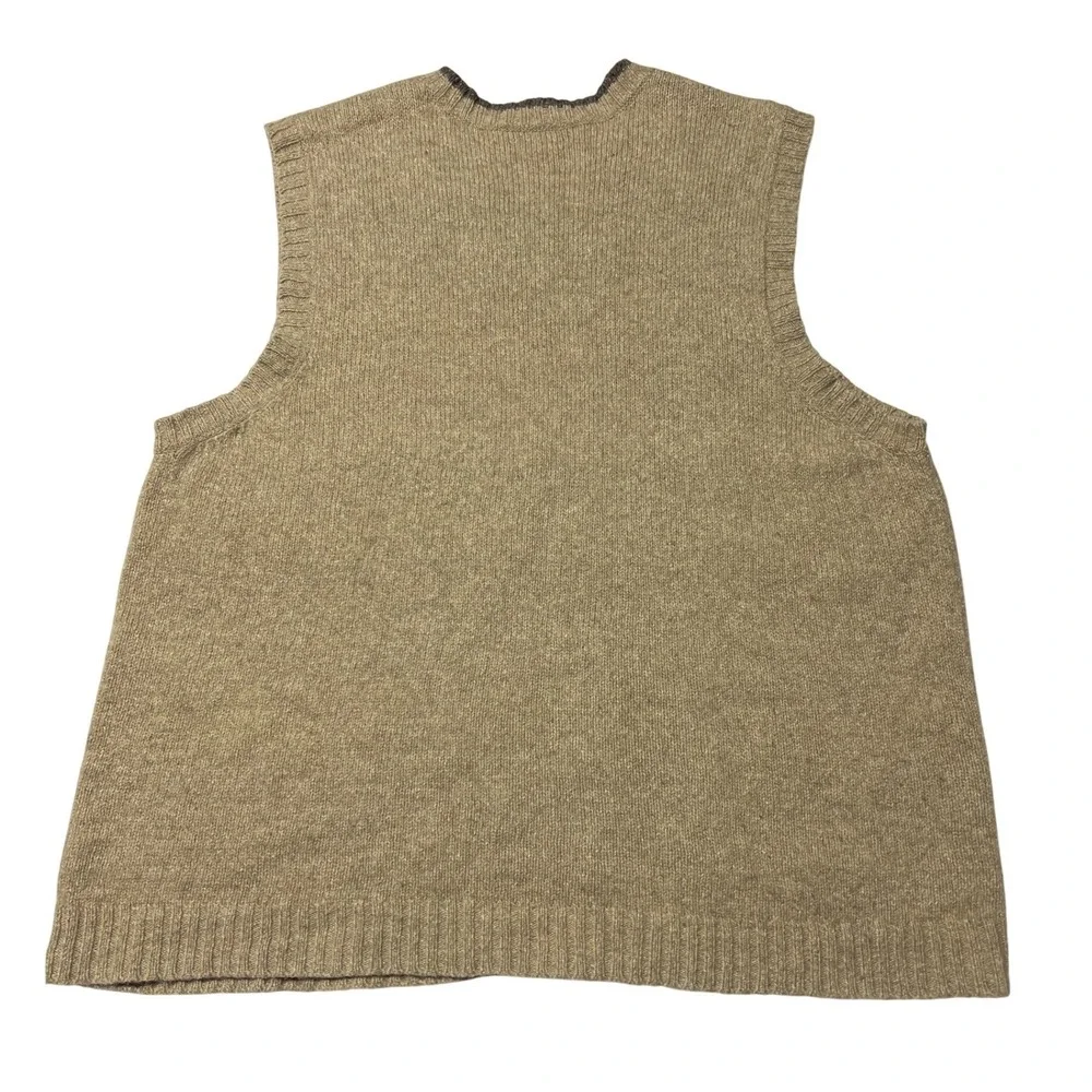 J. Crew Lambswool Linen Sweater Vest Men's XL Beige‎ Heather V-Neck Knit EUC